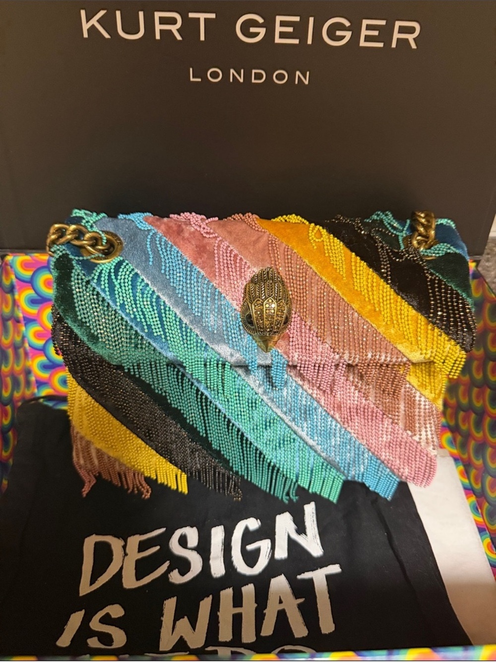 Kurt Geiger Multicolor Beaded Shoulder / Crossbody Bag